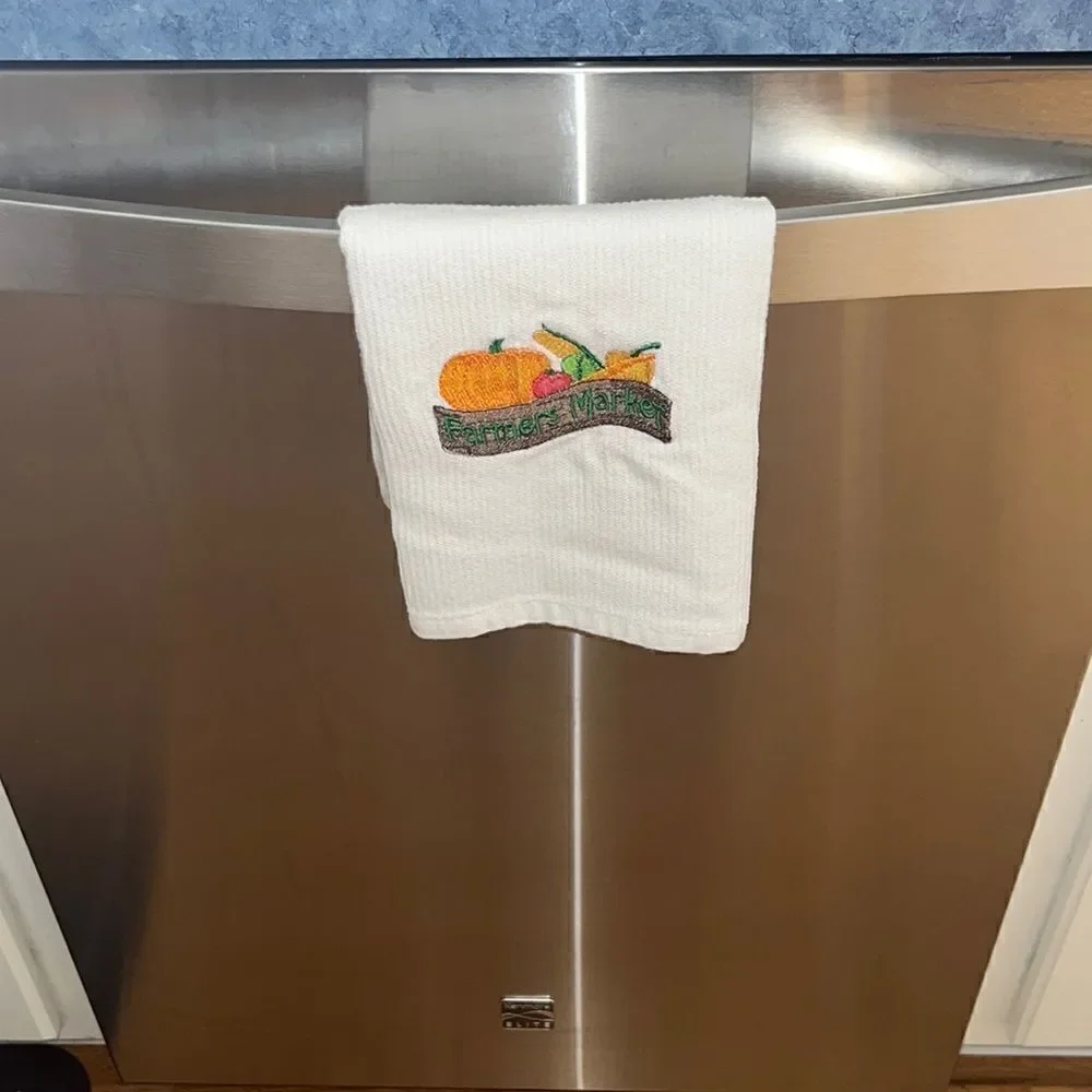 White Cotton Farmers Market Sign Vegetables Kitchen Bar-Mop 18” by 16”